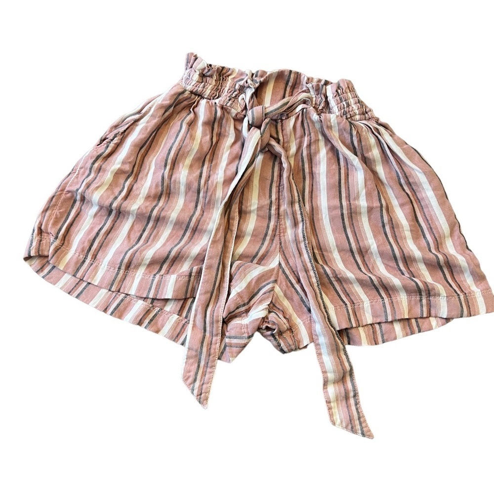 Hollister Ultra High-Rise Tie Front Striped Paper Bag Shorts - Small